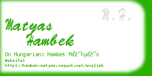 matyas hambek business card